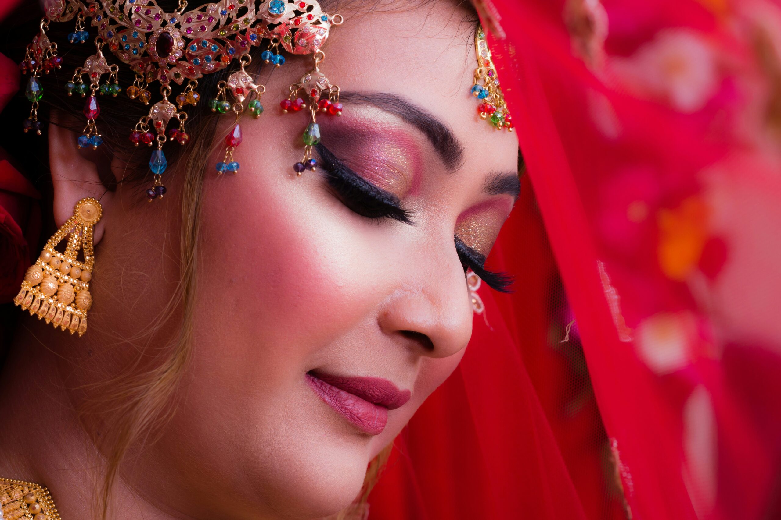 bridal makeup artist at work