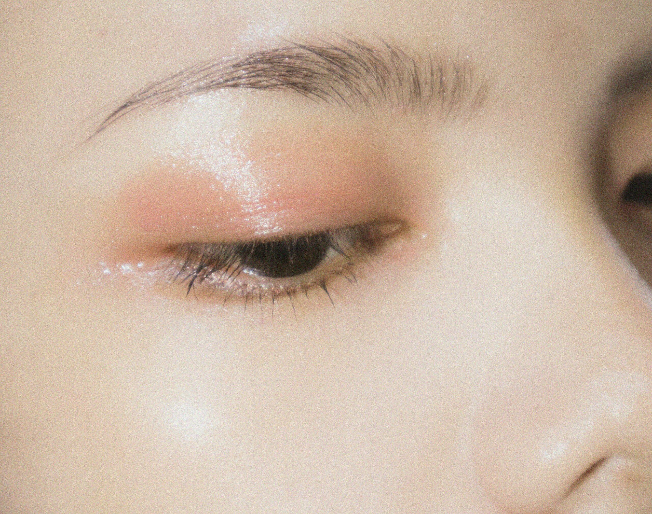Close-up shot showing proper application of highlighter