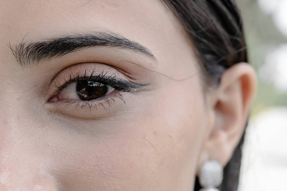 Close-up shot of woman highlighting her cheekbones